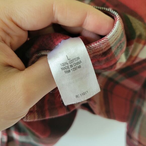 Ridgecut Toughwear Red and Green Plaid Flannel Shirt Men's Large - Picture 5 of 7